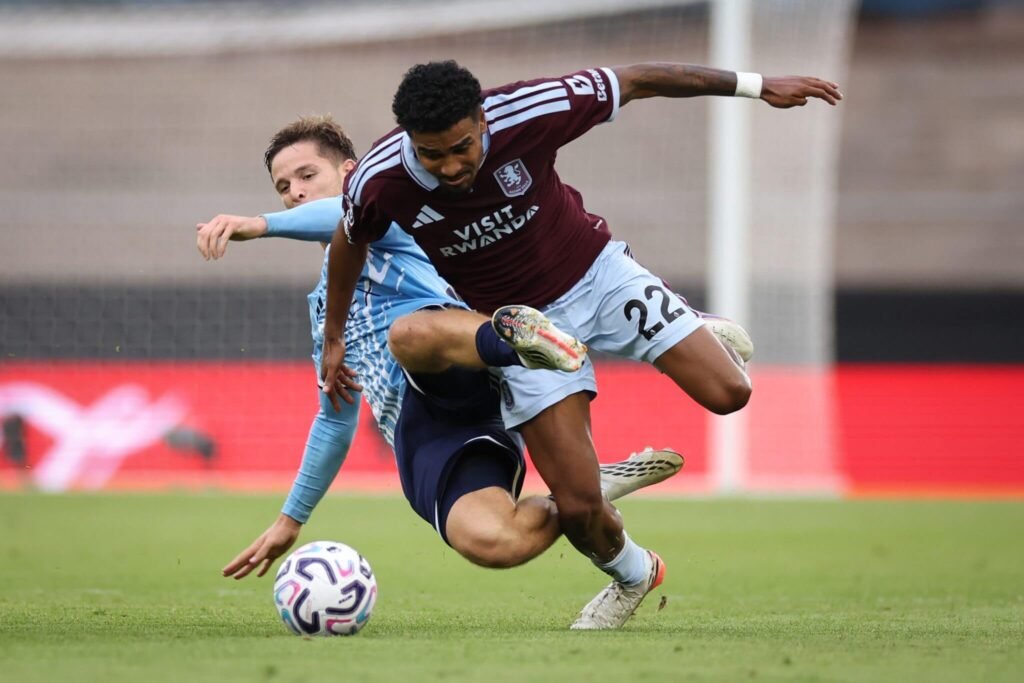 Maatsen was fouled by McAtee late in the second halfMarc Atkins/Aston Villa FC via Getty Images