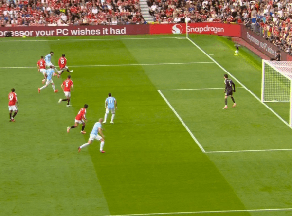 While Haaland was on side, Enzo Fernandez was in an offside position.